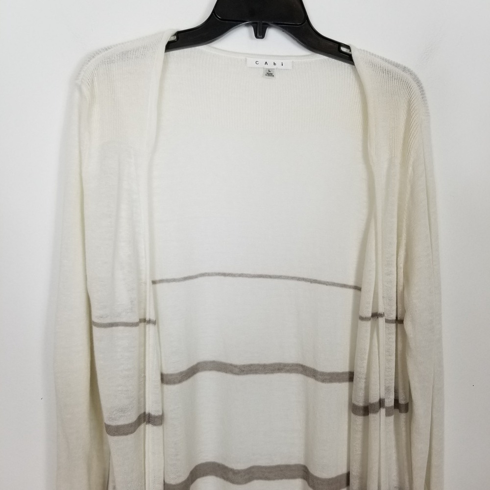 Cabi Women Linen Bon Voyage Riviera Duster Cardigan Sz L Open Lightweight Boho - Picture 2 of 8